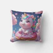 ドーナツUnicorn枕 – 編集可能な名前 クッション (正面)