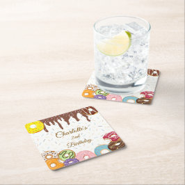 ドーナパーソナライズされたーパーティー スクエアペーパーコースター