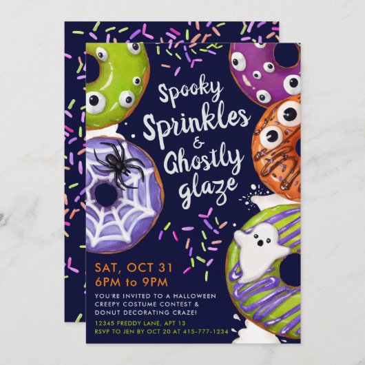 ドーナ飾スハローウィンパーティ 招待状 (正面/裏面)
