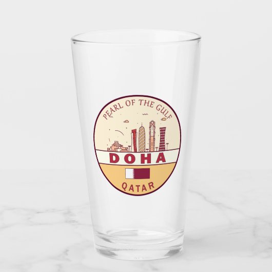 ドーハカタールシティスカイラインエンブレム タンブラーグラス (正面)