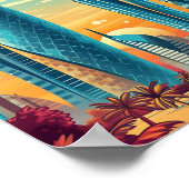 ドーハカタールヴィンテージアートトラベルイラストレーション ポスター (角)