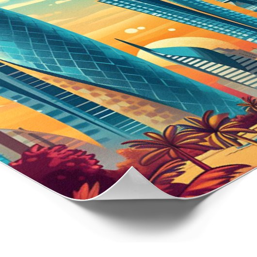 ドーハカタールヴィンテージアートトラベルイラストレーション ポスター (角)