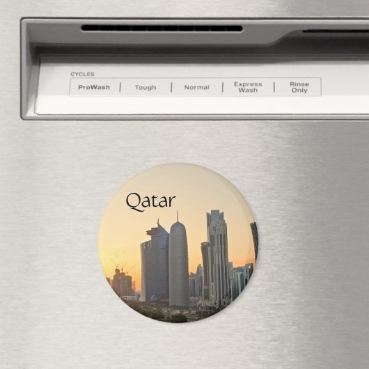 ドーハ上空の日没、カタール磁石と文字 マグネット (インサイチュ (食洗機))