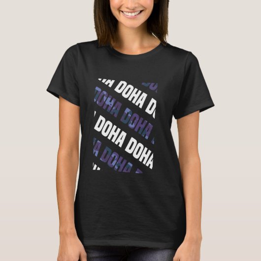 ドーハ迷彩柄パターンパープルカモフラージュ Tシャツ (正面)