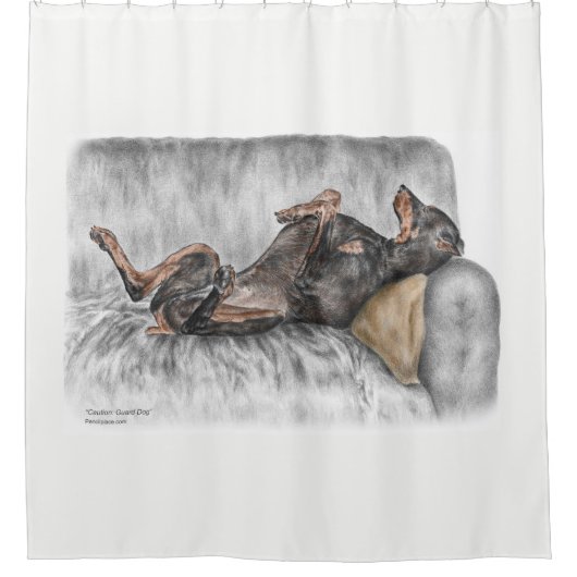 ドーバーおもしろいマンオンソファ シャワーカーテン (正面)