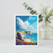 ドーバーイングランドヴィンテージトラベルプレイスイラストレーション ポストカード (スタンド正面)