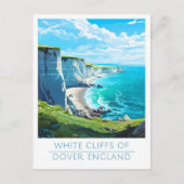 ドーバーイングランドヴィンテージ旅行の白い崖 ポストカード (正面)