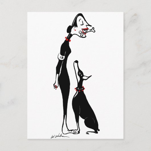 ドーバーマンとドーバーマン ポストカード (正面)