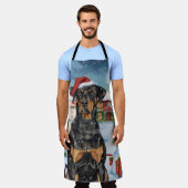 ドーバーマンウィンターワンダーランドクリスマスジョイ エプロン (着用した状態)