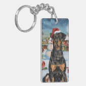 ドーバーマンウィンターワンダーランドクリスマスジョイ キーホルダー (正面左)