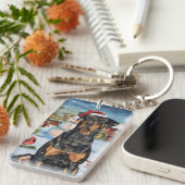 ドーバーマンウィンターワンダーランドクリスマスジョイ キーホルダー (正面右)