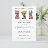 ドーバーマンウォーターカラーベビーシャワー招待状 招待状 (スタンド正面)