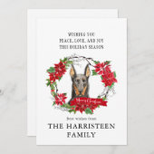 ドーバーマンウォーターカラーポインセチアリースクリスマス シーズンカード (正面/裏面)