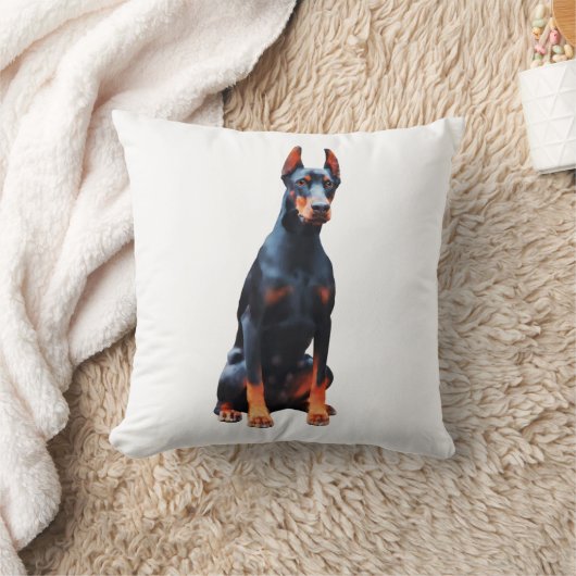 ドーバーマンウォーターカラー絵を描アート クッション (ブランケット)