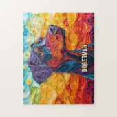 ドーバーマンクイリングアートドッグポートレート ジグソーパズル (縦)