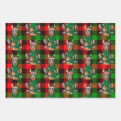 ドーバーマンクリスマスドッグとレッドホリデープレイド ラッピングペーパーシート (正面3)