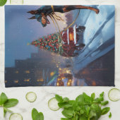 ドーバーマンクリスマスフェスティバルシーズン キッチンタオル (折り畳み)