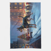 ドーバーマンクリスマスフェスティバルシーズン キッチンタオル (縦)