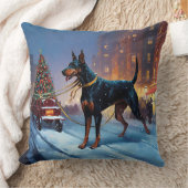 ドーバーマンクリスマスフェスティバルシーズン クッション (ブランケット)