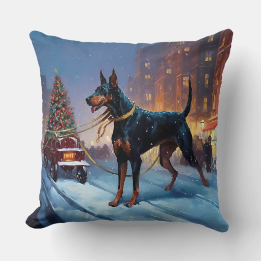 ドーバーマンクリスマスフェスティバルシーズン クッション (正面)