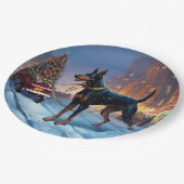 ドーバーマンクリスマスフェスティバルシーズン ペーパープレート (アングル)