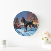 ドーバーマンクリスマスフェスティバルシーズン ラージ壁時計 (ホーム)