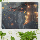 ドーバーマンクリスマスフェスティバル航海 キッチンタオル (折り畳み)