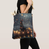 ドーバーマンクリスマスフェスティバル航海 トートバッグ (クローズアップ)