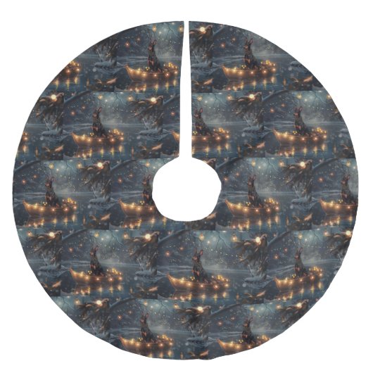 ドーバーマンクリスマスフェスティバル航海 ブラッシュドポリエステルツリースカート (正面)