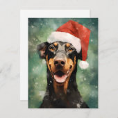 ドーバーマンクリスマスブ絵を描ラシのアートワーク シーズンカード (正面/裏面)
