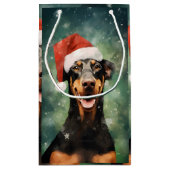 ドーバーマンクリスマスブ絵を描ラシのアートワーク スモールペーパーバッグ (裏面)