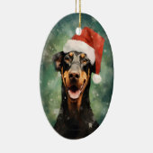 ドーバーマンクリスマスブ絵を描ラシのアートワーク セラミックオーナメント (右)
