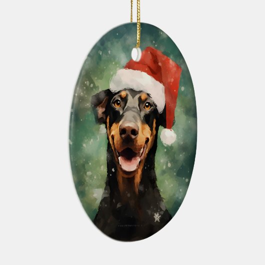 ドーバーマンクリスマスブ絵を描ラシのアートワーク セラミックオーナメント (右)