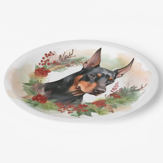 ドーバーマンクリスマスリースフェスティバルカップ ペーパープレート (アングル)