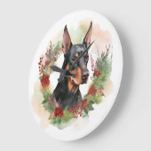 ドーバーマンクリスマスリースフェスティバルカップ ラージ壁時計 (傾斜)