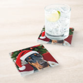 ドーバーマンクリスマス ガラスコースター (アングル)