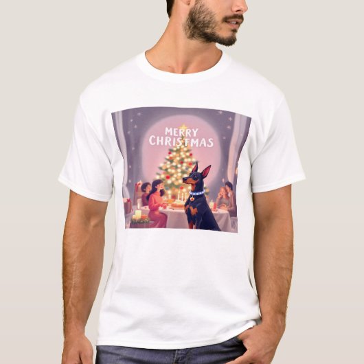 ドーバーマンクリスマス Tシャツ (正面)