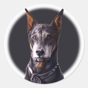 ドーバーマンスティッカー（犬）ドーベルマン・ピンシェルドッグスティッカー ラウンドシール