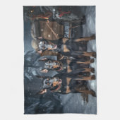 ドーバーマンスノースリークリスマスデコール キッチンタオル (縦)