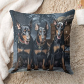 ドーバーマンスノースリークリスマスデコール クッション (ブランケット)