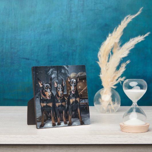 ドーバーマンスノースリークリスマスデコール フォトプラーク (インサイチュ)