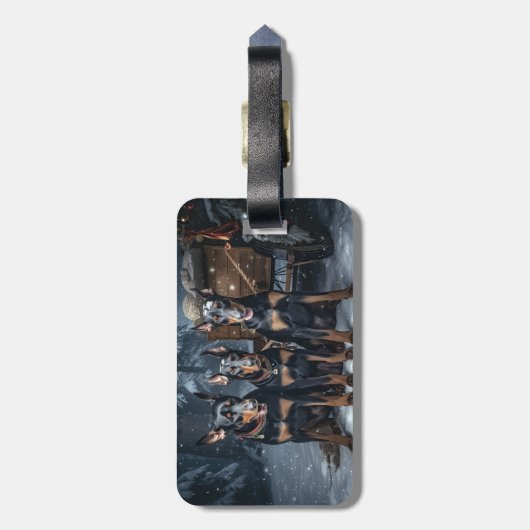 ドーバーマンスノースリークリスマスデコール ラゲッジタグ (裏面縦)