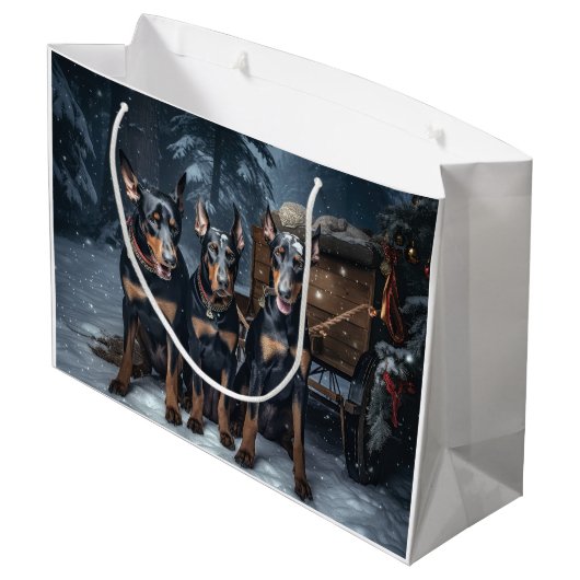 ドーバーマンスノースリークリスマスデコール ラージペーパーバッグ (裏面アングル)