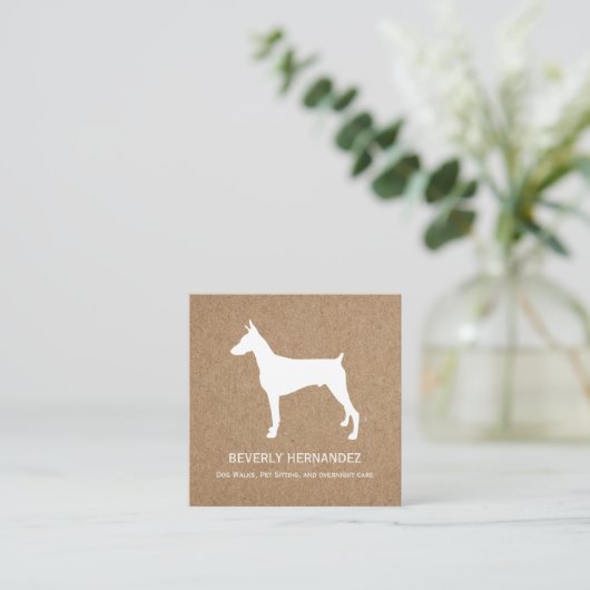 ドーバーマンドッグウォーカートレーナーパピーシッティングクラフト スクエア名刺 (スタンド正面)