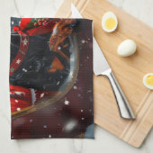 ドーバーマンドッグクリスマスフェスティバル キッチンタオル (四つ折り)