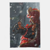 ドーバーマンドッグクリスマスフェスティバル キッチンタオル (縦)