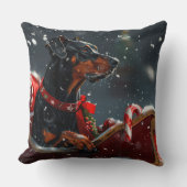 ドーバーマンドッグクリスマスフェスティバル クッション (正面)