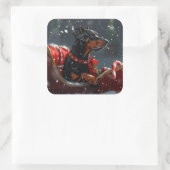 ドーバーマンドッグクリスマスフェスティバル スクエアシール (バッグ)