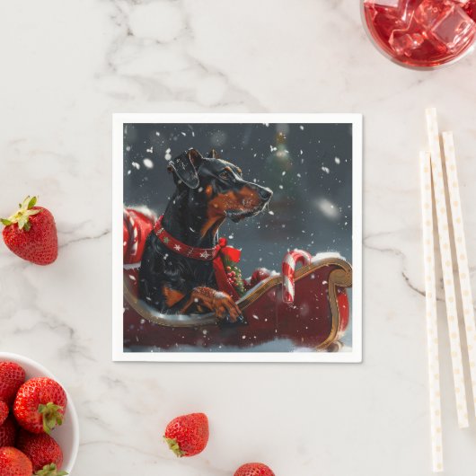 ドーバーマンドッグクリスマスフェスティバル スタンダードカクテルナプキン (インサイチュ)