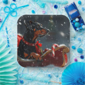 ドーバーマンドッグクリスマスフェスティバル ペーパープレート (パーティー)